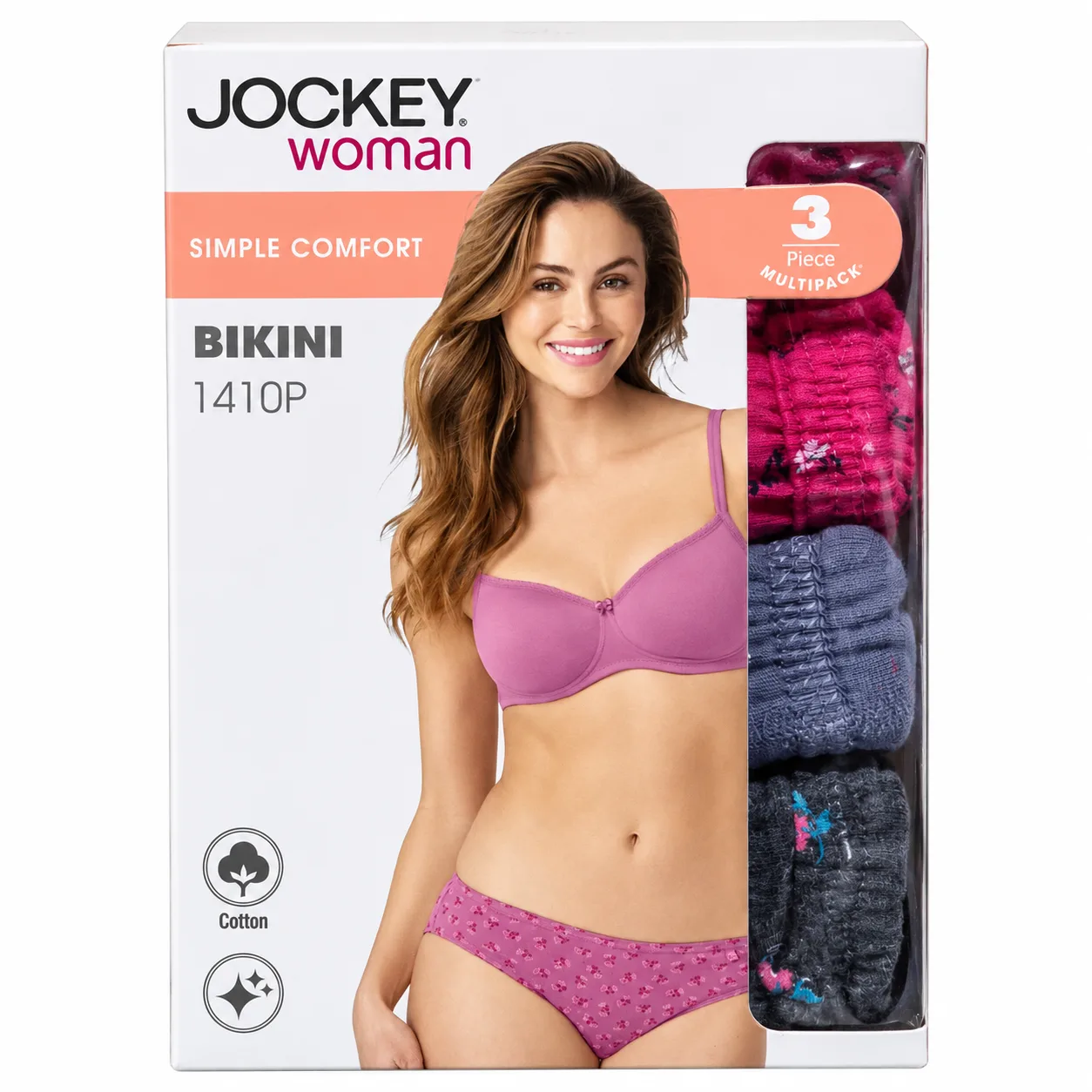 JOCKEY Woman 1410P Simple Comfort Cotton Bikini – 3 Piece Multipack