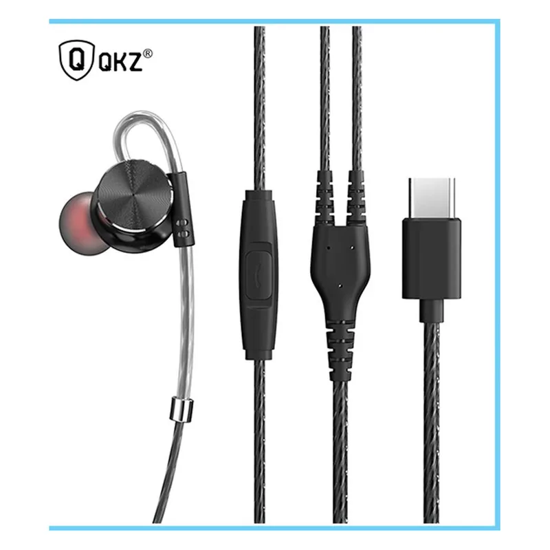 QKZ DM10 Type-C Zinc Alloy HiFi In-Ear Wired Earphones – Black
